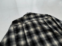 70s Goldenline Shadowplaid Wool Loop Shirt M Black&White