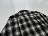 70s Goldenline Shadowplaid Wool Loop Shirt M Black&White