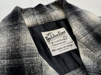 70s Goldenline Shadowplaid Wool Loop Shirt M Black&White