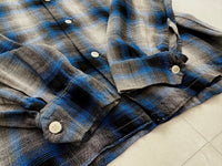 50s PILGRIM ShadowPlaid Rayon Loop Shirt M