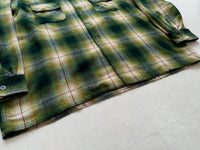 70s JC Penney ShadowPlaid Wool Loop Shirt XL Green