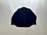 90s Polo RalphLauren Silk Linen Cotton L/S Shirt L DeepNavy