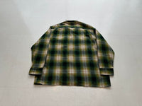70s JC Penney ShadowPlaid Wool Loop Shirt XL Green