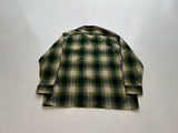 70s JC Penney ShadowPlaid Wool Loop Shirt XL Green