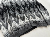 60s CAMPUS Mohair Cardigan Diamond XL Gray&Black
