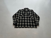 70s Goldenline Shadowplaid Wool Loop Shirt M Black&White