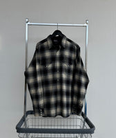 90s RalphLauren ShadowPlaid Western Shirt XL Black&White