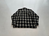 70s Goldenline Shadowplaid Wool Loop Shirt M Black&White
