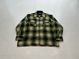 70s JC Penney ShadowPlaid Wool Loop Shirt XL Green
