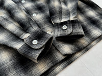 70s Goldenline Shadowplaid Wool Loop Shirt M Black&White