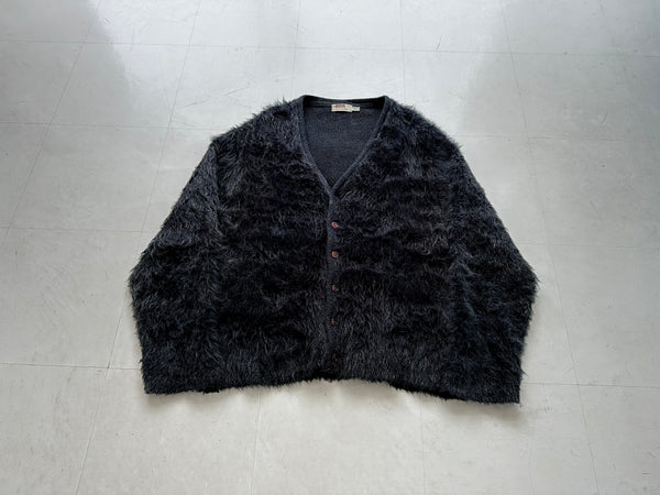 60s MONTGOMERY WARD Mohair Cardigan L Black&Gray