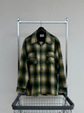 70s JC Penney ShadowPlaid Wool Loop Shirt XL Green