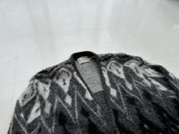 60s CAMPUS Mohair Cardigan Diamond XL Gray&Black