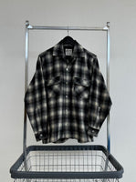 70s Goldenline Shadowplaid Wool Loop Shirt M Black&White