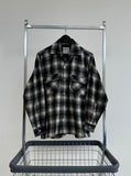 70s Goldenline Shadowplaid Wool Loop Shirt M Black&White