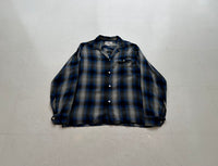 50s PILGRIM ShadowPlaid Rayon Loop Shirt M