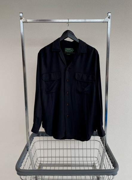 90s Vintage Polo Country 100%Rayon L/S Shirt M Black