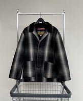 90s SANTAFE TRAIL ShadowPlaid Wool Jacket M Black&White