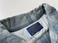 70s Vintage Pendleton ShadowPlaid Wool Board Shirt XL Turquoise&Gray
