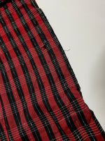 50s vintage BlackXRed plaid opencollar shirt M