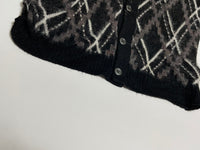 50s vintage PURITAN Mohair cardigan Black White Diamond Pattern