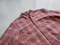 90s Vintage Polo RalphLauren Rayon ShadowPlaid Western Shirt M Pink
