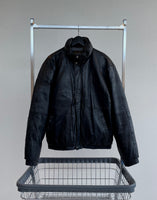 80s Eddie Bauer Leather Puffer Jacket Black