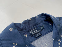 90s Vintage RalphLauren Indigo Paisley CLAYTON OpenCollar Shirt XL
