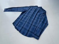 90s Vintage Polo RalphLauren Plaid Work Shirt L Blue