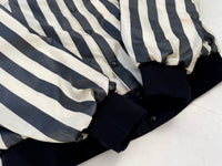 90s POWERS Nylon Striped Varsity Jacket XXL Black&White