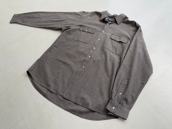 90s Vintage Ralph Lauren BENFORD Houndstooth L/S Shirt XL