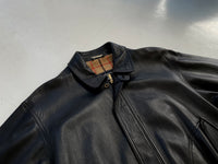 80s Burberry Leather Jacket L Black