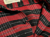 50s vintage BlackXRed plaid opencollar shirt M