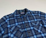 70s Vintage Ombre Wool Opencollar shirt Blue&Gray XL