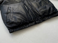 80s Eddie Bauer Leather Puffer Jacket Black