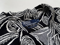 90s Vintage RalphLauren “Big Leaf” Rayon OpenCollar Shirt XL Black&White