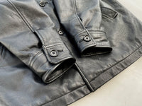 90s Vintage GAP Leather CarCoat M Black