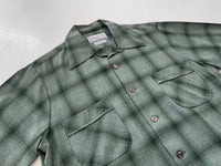 50s Vintage Deadstock Duke of Hollywood Rayon Shadow Plaid Loop shirt S Khaki