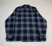 70s Vintage Ombre Wool Opencollar shirt Navy&Blue L