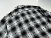 50s Vintage Deadstock ARROW Rayon ShadowPlaid Shirt XL Black&White