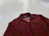 90s Polo RalphLauren Marlowe Paisley Rayon L/S Shirt M Burgundy