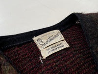50s Vintage Sportswear Mohair Cardigan L Striped ShadowPlaid