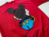 90s Vintage MickeyMouse BluePants Sweater L Red