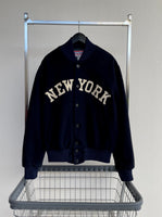 80s EMPIRE NEWYORK Varsity Wool Jacket XL Navy