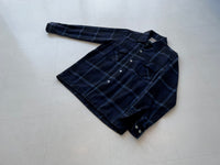 70s K MART ShadowPlaid Wool Shirt M Navy