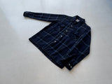 70s K MART ShadowPlaid Wool Shirt M Navy