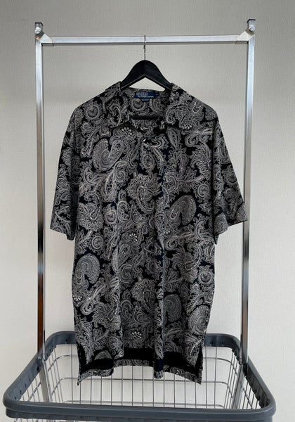 90s Vintage Polo RalphLauren “Big Paisley”PoloShirt XL Black
