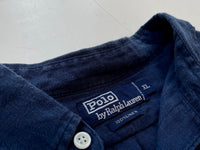 90s RalphLauren 100%Linen L/S Shirt Navy XL