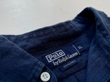 90s RalphLauren 100%Linen L/S Shirt Navy XL