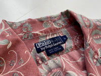 90s Vintage Polo RalphLauren “Flower” Opencollar Shirt L SalmonPink